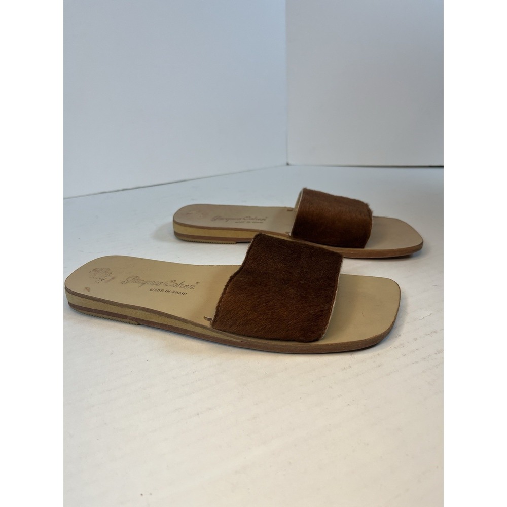 Jacques Cohen Cowhide Slides Open Toe Loop Slide Sandals Womens Size 7 Spain